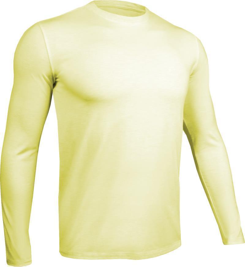 Luxe Crew Neck LS Tee - Mens - heathered light yellow 1