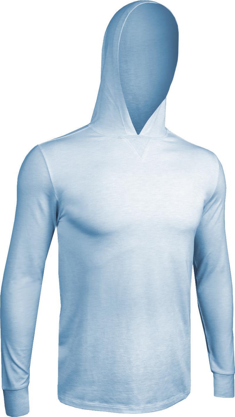 Luxe Hooded LS Tee - Mens - Heathered Light Blue 1