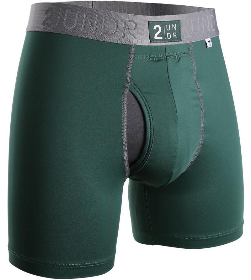 Power Shift Boxer Briefs, 6" Inseam - Solid - Mens - Dark Green 1