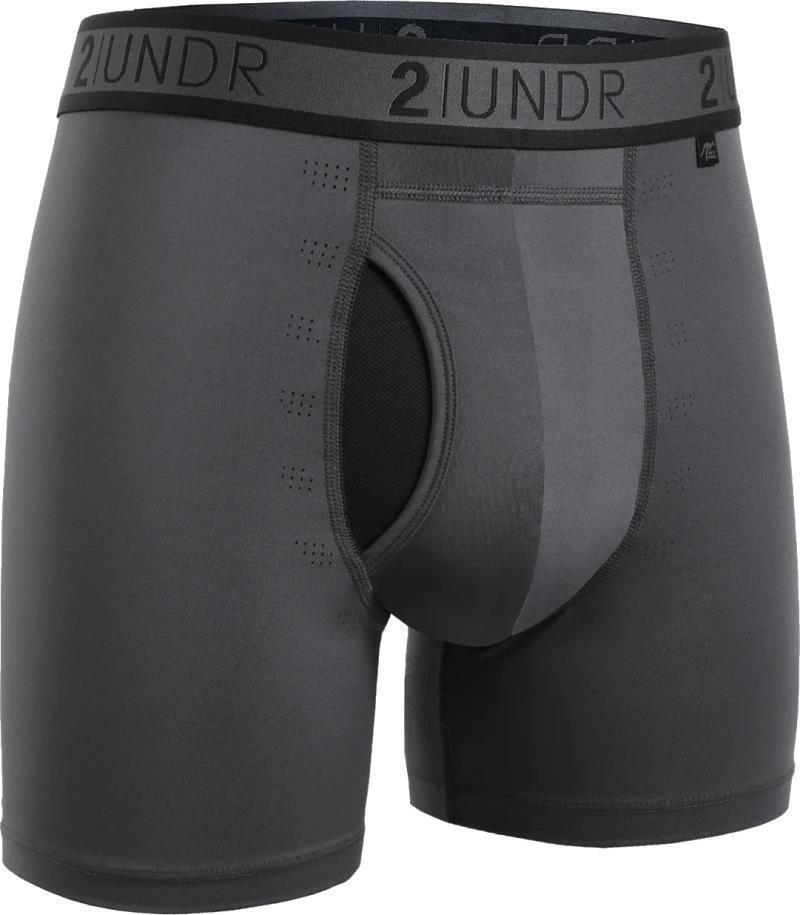 Sport Shift Boxer Briefs, 6" Inseam - Solid - Mens - Charcoal 1