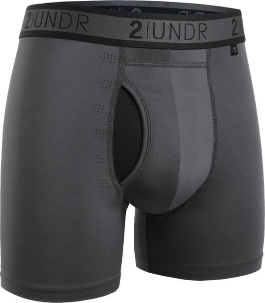 Sport Shift Boxer Briefs, 6" Inseam - Solid - Mens - Charcoal 1