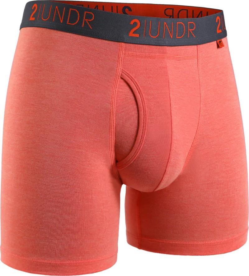 Swing Shift Boxer Briefs, 6" Inseam, Heathered - 4XL-5XL - Mens - coral 1