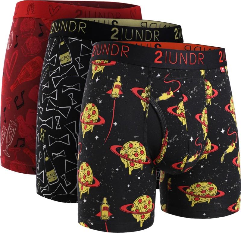 Swing Shift Boxer Briefs, 6" Inseam, Print - 3 Pack - Mens - pizza / best man / valentinto 1
