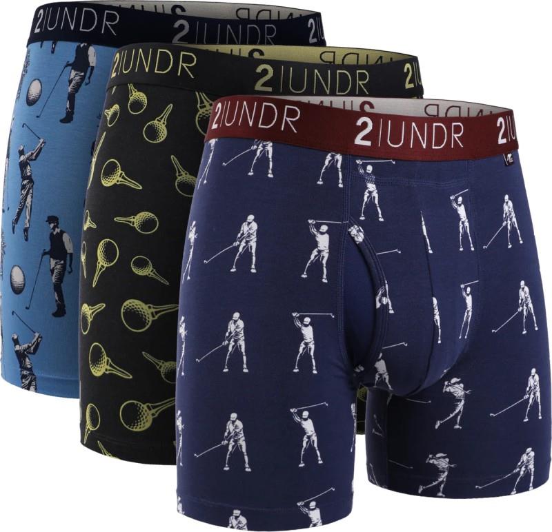 Swing Shift Boxer Briefs, 6" Inseam, Print - 3 Pack - Mens - stroke / gold / swingers 1