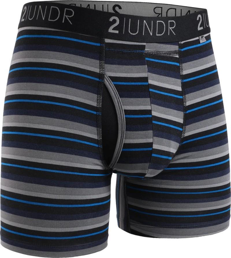 Swing Shift Boxer Briefs, 6" Inseam, Print - 4XL-5XL - Mens - blue stripes 1