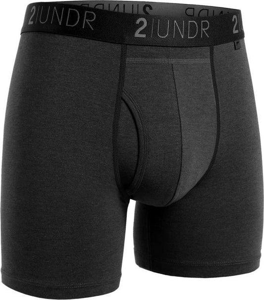 Swing Shift Boxer Briefs, 6" Inseam - Heathered - Mens - onyx 1