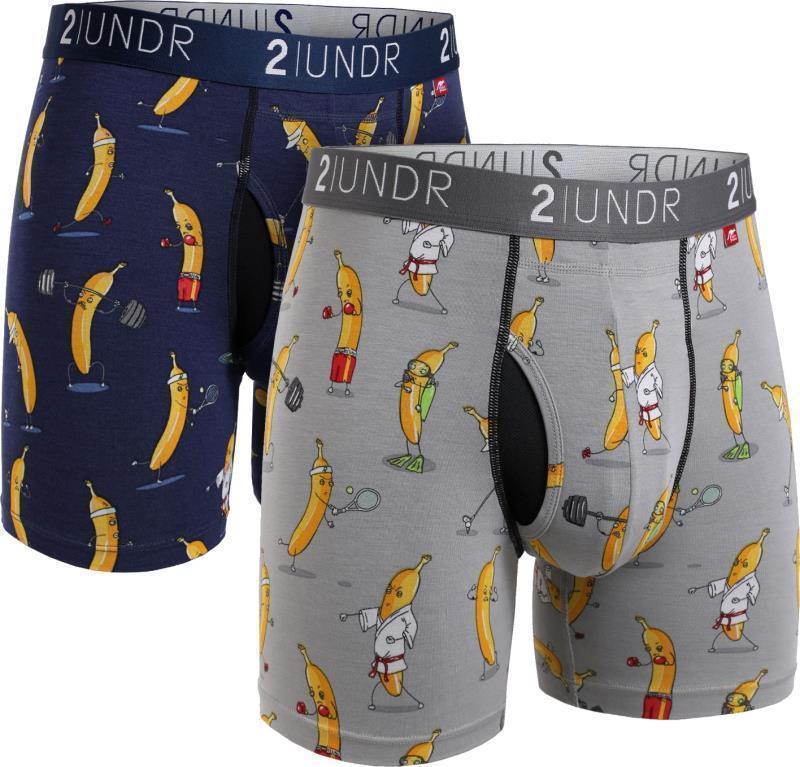 Swing Shift Boxer Briefs, 6" Inseam - Print - Mens - 2-Pack - banathlete navy / grey 1