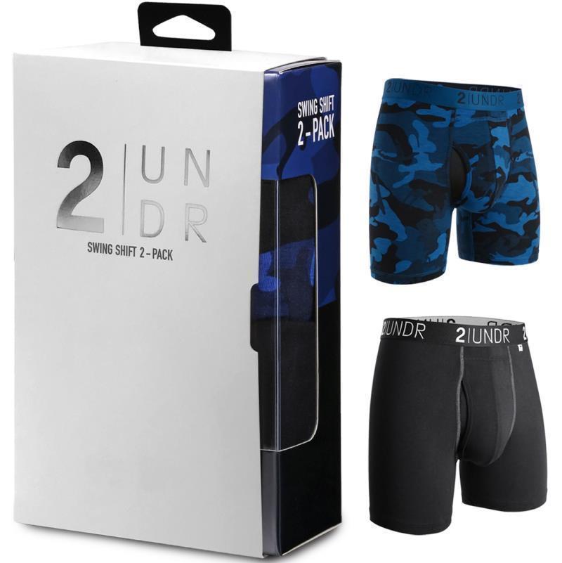 Swing Shift Boxer Briefs, 6" Inseam - Print - Mens - 2-Pack - black / grey - night camo 1