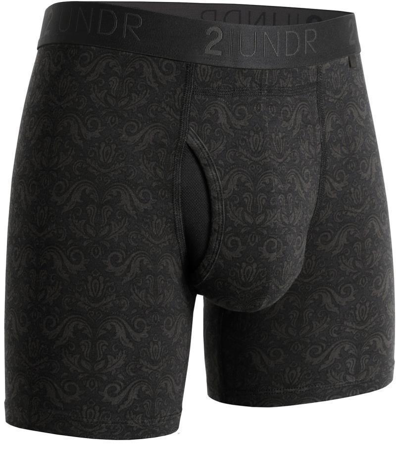 Swing Shift Boxer Briefs, 6" Inseam - Print - Mens - 2-Pack - black / grey - rococo 1