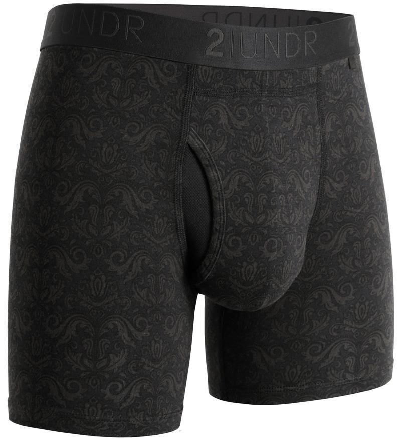 Swing Shift Boxer Briefs, 6" Inseam - Print - Mens - 2-Pack - black / rococo 1