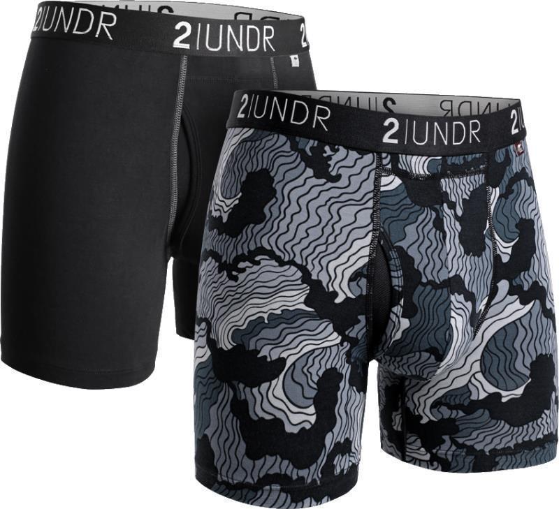Swing Shift Boxer Briefs, 6" Inseam - Print - Mens - 2-Pack - black - tsunami 1