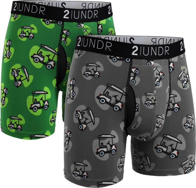 Swing Shift Boxer Briefs, 6" Inseam - Print - Mens - 2-Pack - cart path green / grey 1