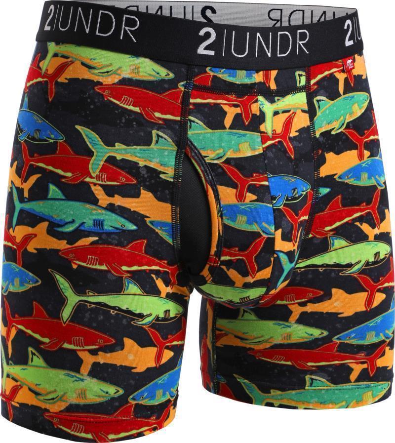 Swing Shift Boxer Briefs, 6" Inseam - Print - Mens - 2-Pack - coral / shark 1