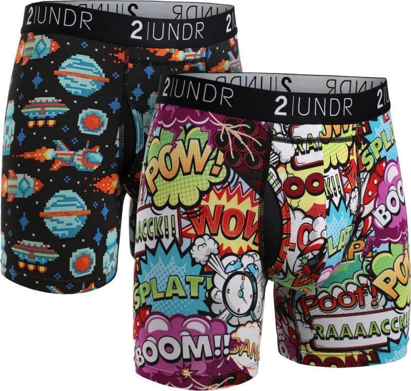 Swing Shift Boxer Briefs, 6" Inseam - Print - Mens - 2-Pack - galactica / boom time 1
