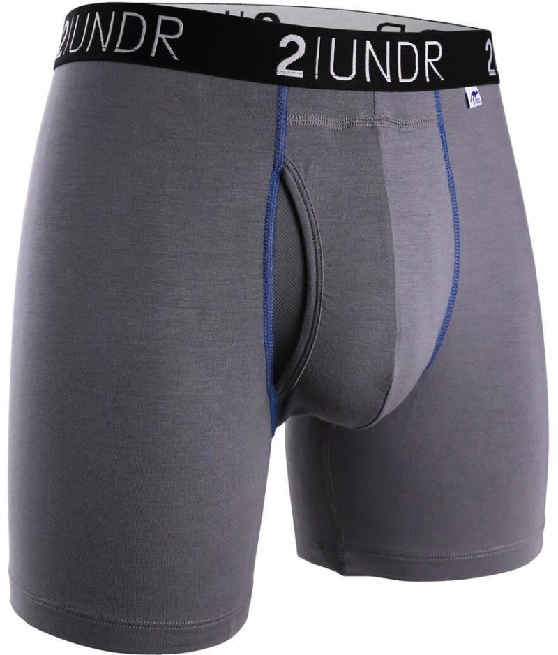 Swing Shift Boxer Briefs, 6" Inseam - Print - Mens - 2-Pack - grey / blue - sharks 1
