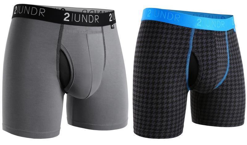 Swing Shift Boxer Briefs, 6" Inseam - Print - Mens - 2-Pack - grey / dog tooth 1