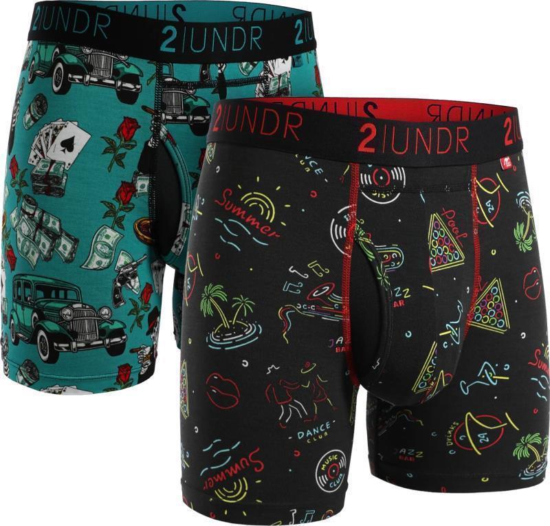 Swing Shift Boxer Briefs, 6" Inseam - Print - Mens - 2-Pack - mobsters / vegas 1