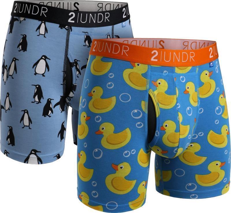 Swing Shift Boxer Briefs, 6" Inseam - Print - Mens - 2-Pack - penguins / ducky 1