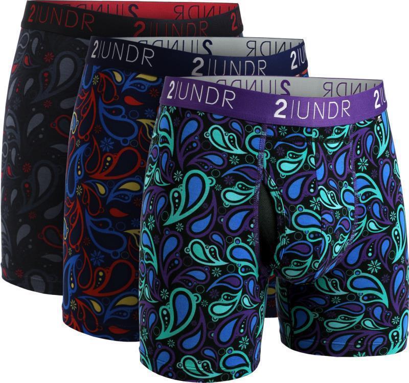 Swing Shift Boxer Briefs, 6" Inseam - Print - Mens - 3-Pack - Black / Blue / Peacock 1