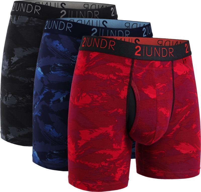 Swing Shift Boxer Briefs, 6" Inseam - Print - Mens - 3-Pack - black / blue / red storm 1