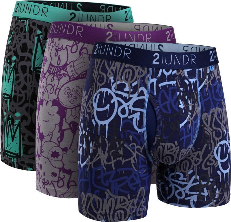 Swing Shift Boxer Briefs, 6" Inseam - Print - Mens - 3-Pack - crowns / skulls / drips 1