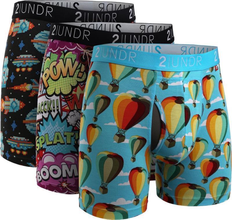 Swing Shift Boxer Briefs, 6" Inseam - Print - Mens - 3-Pack - galactica / boom time / hot air 1