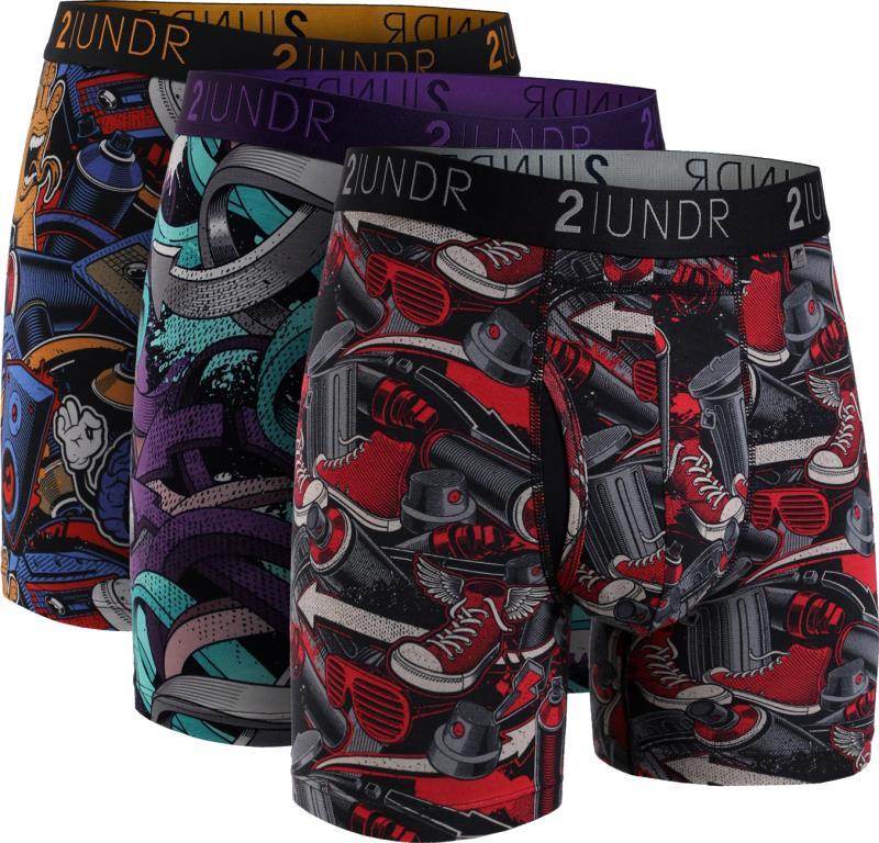 Swing Shift Boxer Briefs, 6" Inseam - Print - Mens - 3-Pack - mega / way2 / sneakers 1