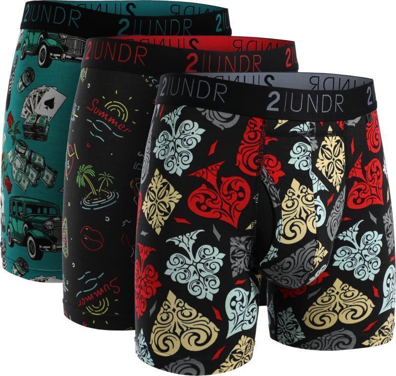 Swing Shift Boxer Briefs, 6" Inseam - Print - Mens - 3-Pack - mobsters / vegas / spades 1