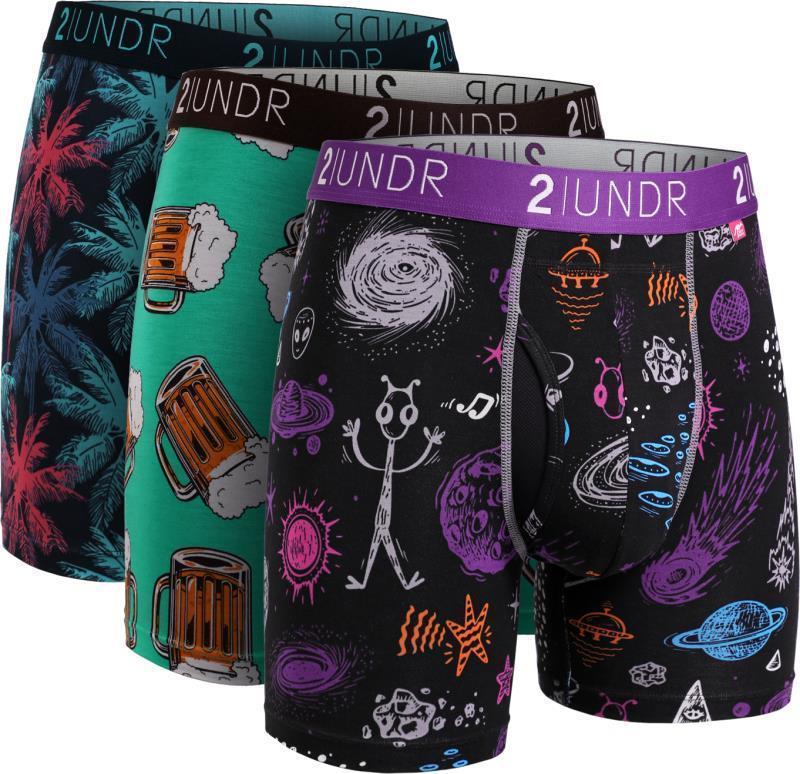 Swing Shift Boxer Briefs, 6" Inseam - Print - Mens - 3-Pack - palmsy / beer / kosmos 1