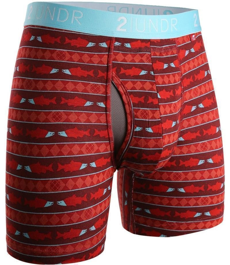 Swing Shift Boxer Briefs, 6" Inseam - Print - Mens - salmon run 1