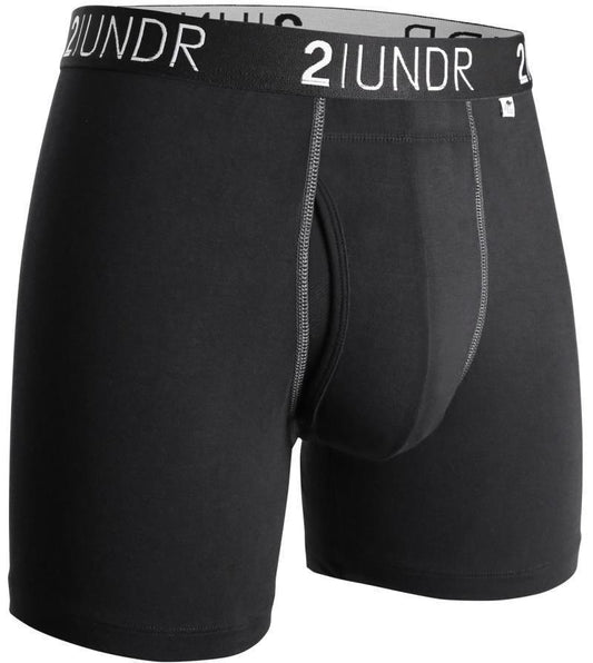 Swing Shift Boxer Briefs, 6" Inseam - Solid - 4XL-5XL - Mens - Black / Grey 1