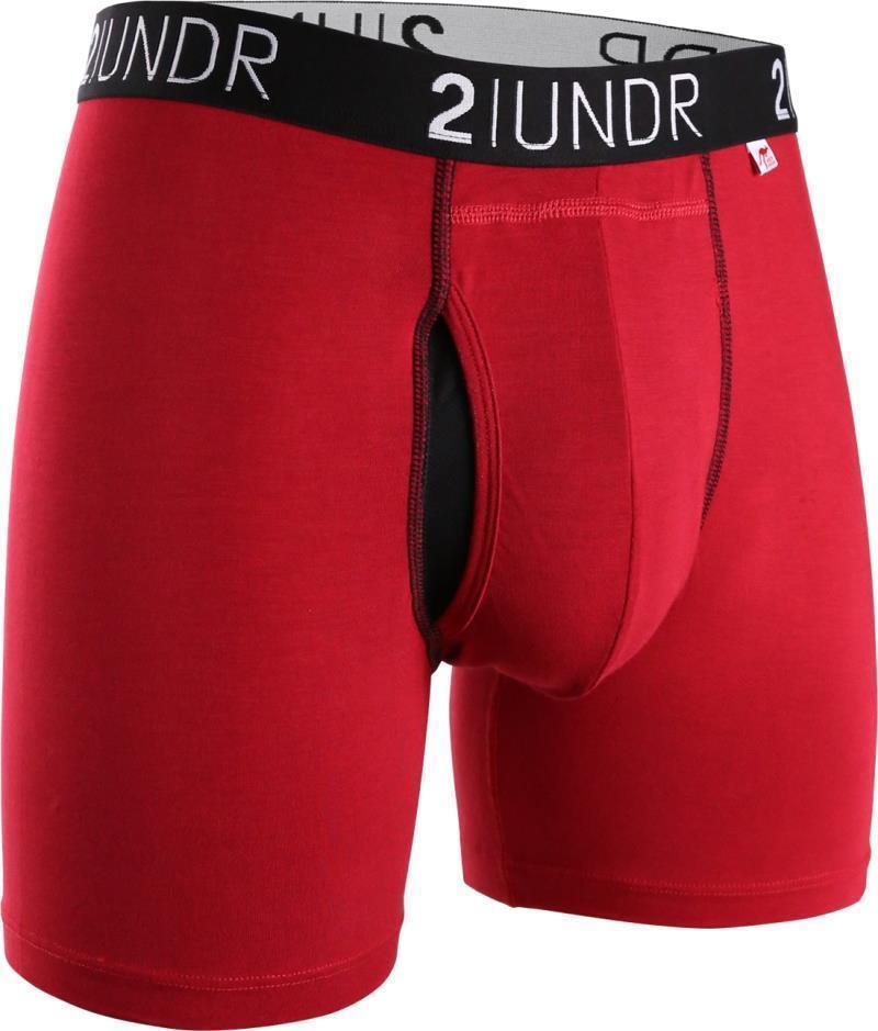 Swing Shift Boxer Briefs, 6" Inseam - Solid - 4XL-5XL - Mens - Red / Red 1