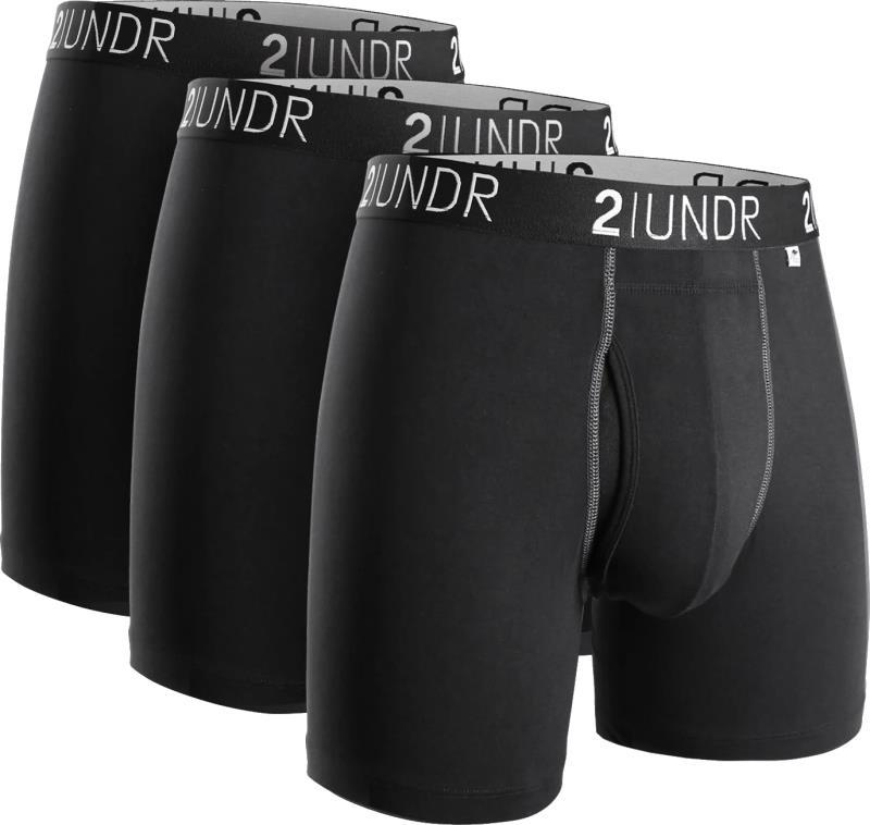Swing Shift Boxer Briefs, 6" Inseam - Solid - Mens - 3-Pack - Black / Black / Black 1