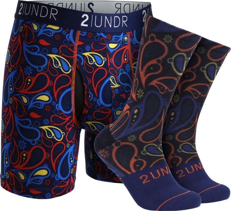 Swing Shift Boxer Briefs + Socks Pack - Mens - blue paisley 1
