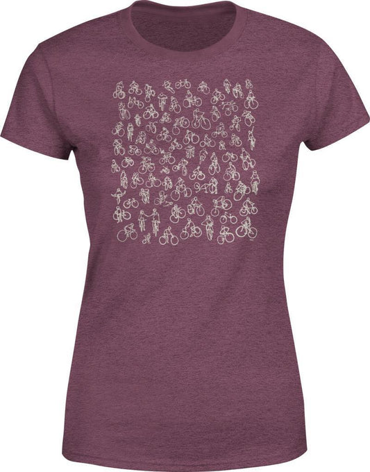 Bike Diaries T-Shirt - Womens - Heather Maroon 1