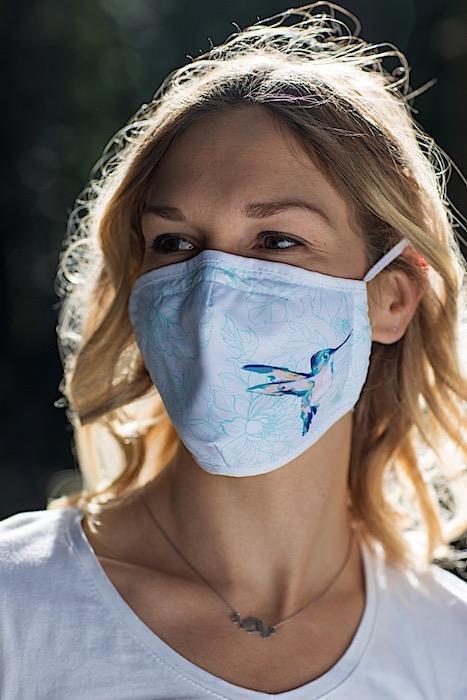 Hummingbird Mask with Cordlock - teal 1