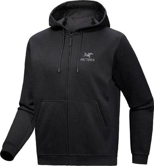 Emblem Fleece Full Zip Hoody - Mens - black 1