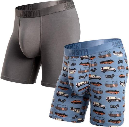 Classic Icon Boxer Briefs, Print - 2 Pack - Mens - Gargoyle / On The Road Fog 1