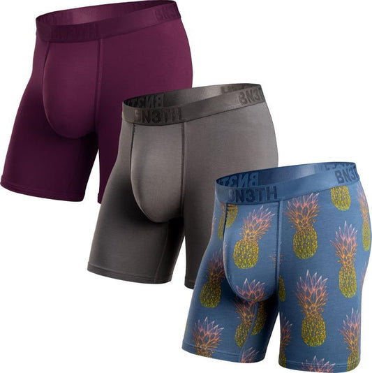 Classic Icon Boxer Briefs, Print - 3 Pack - Mens - cabernet / gargoyle / pineapple fog 1