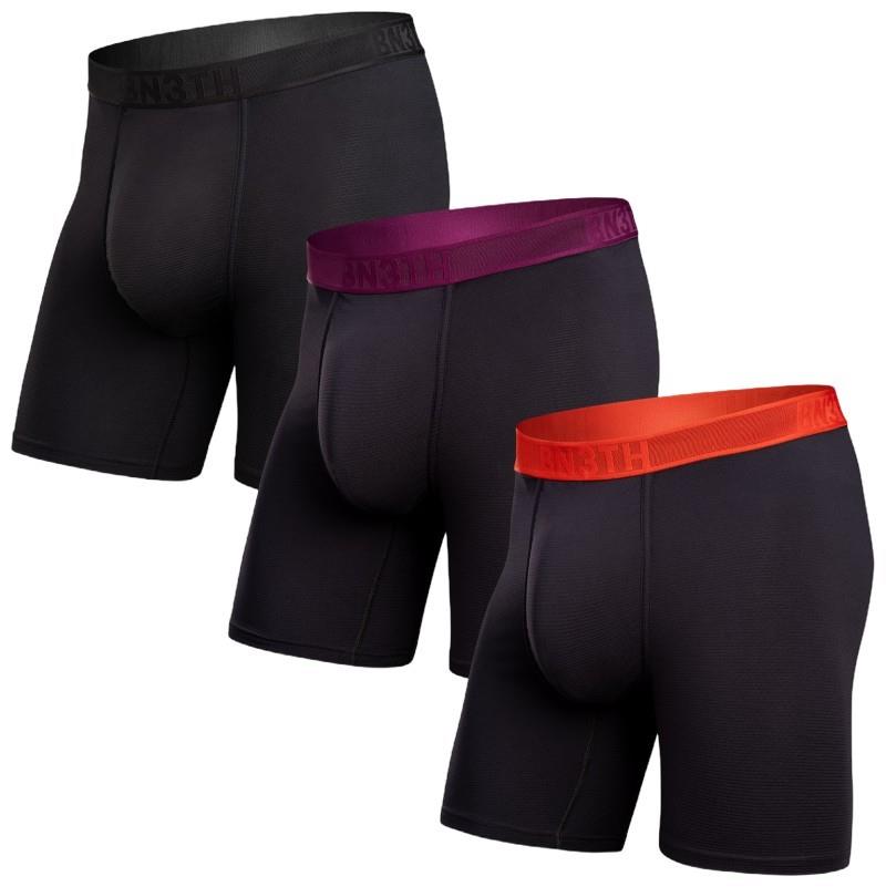 Pro Flex Boxer Briefs - Mens - 3 Pack - black / dark purple / fiery 1