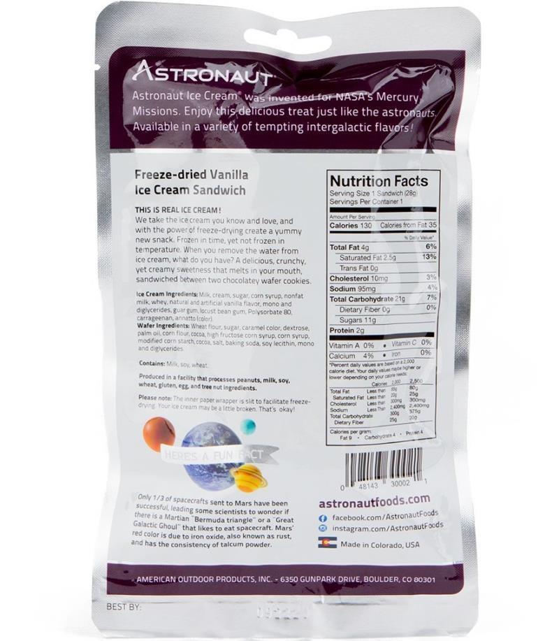 Astronaut - Vanilla Ice Cream Sandwich - 1 Serving - not applicable 1