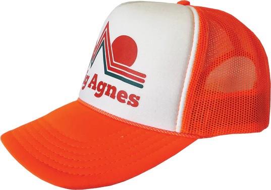 Sunset Stripe Trucker Hat - neon orange 1