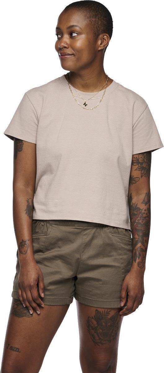 BD Stripe Crop SS Tee - Womens - Off White / Pale Mauve 2
