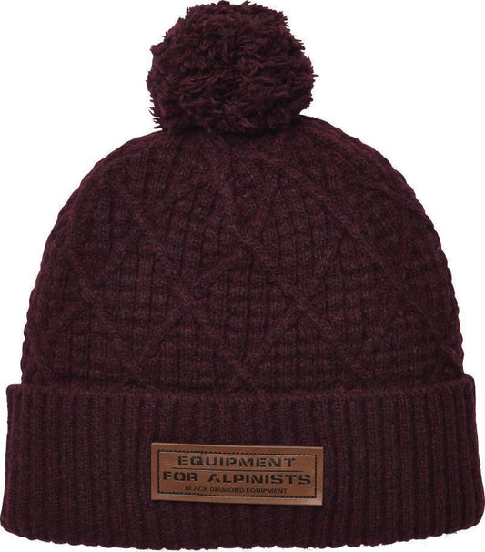 Cable Cuff Pom Beanie - Blackberry 1