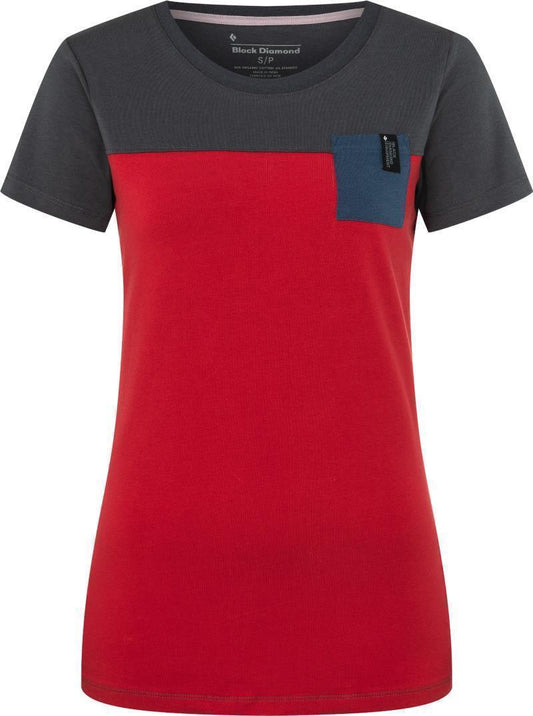 Campus SS Tee - Womens - vermilion / carbon / ink blue 1