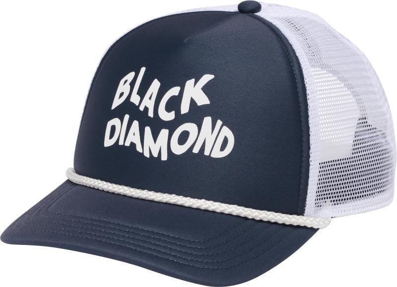 Flat Bill Trucker Hat - charcoal / white wavy black diamond 1