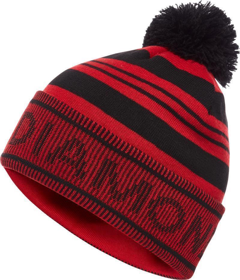 Pom Beanie - Black / Hyper Red 1