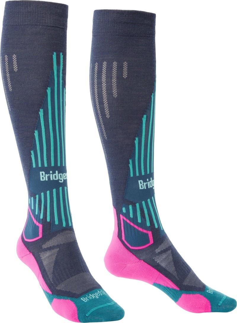Ski Lightweight Socks - Womens - dark denim / pink 1