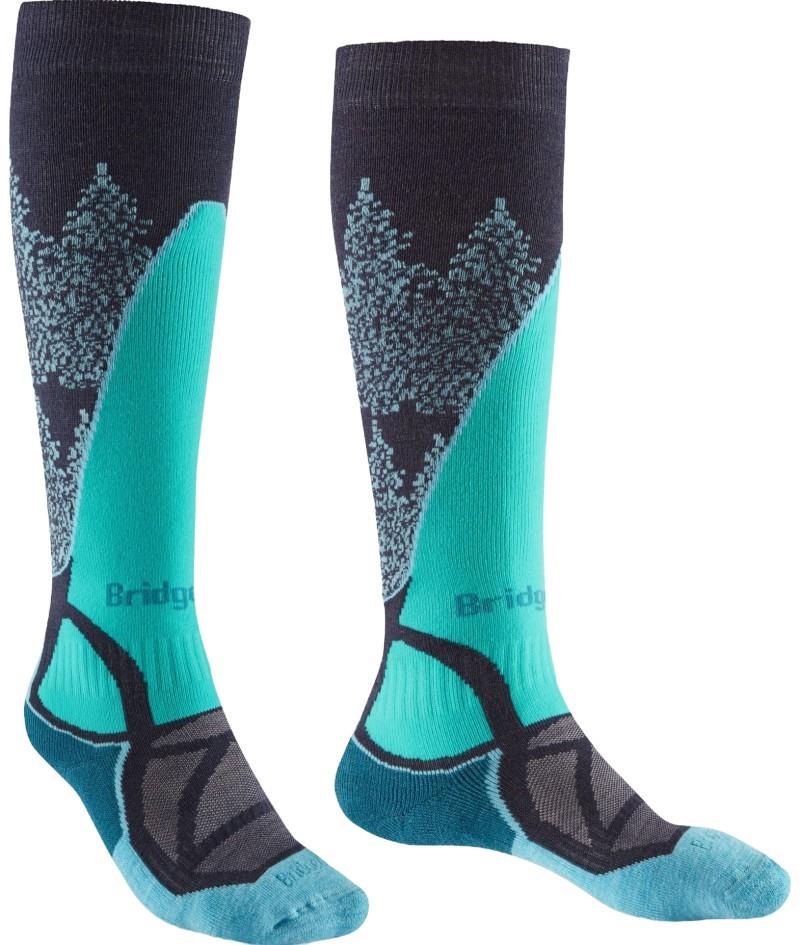 Ski Midweight Merino Performance OTC Socks - Womens - dark denim / aqua 1