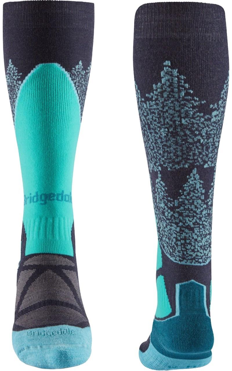Ski Midweight Merino Performance OTC Socks - Womens - dark denim / aqua 1
